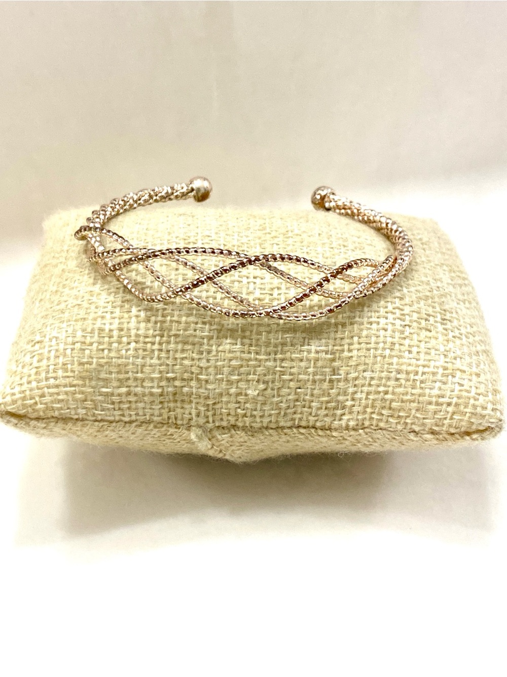 Delicate Rose Gold Braided Open Cuff Bracelet for Women